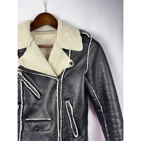 Women’s Denim & Supply Ralph Lauren Small Black Suede Fur Lined Jacket - Picture 2 of 5